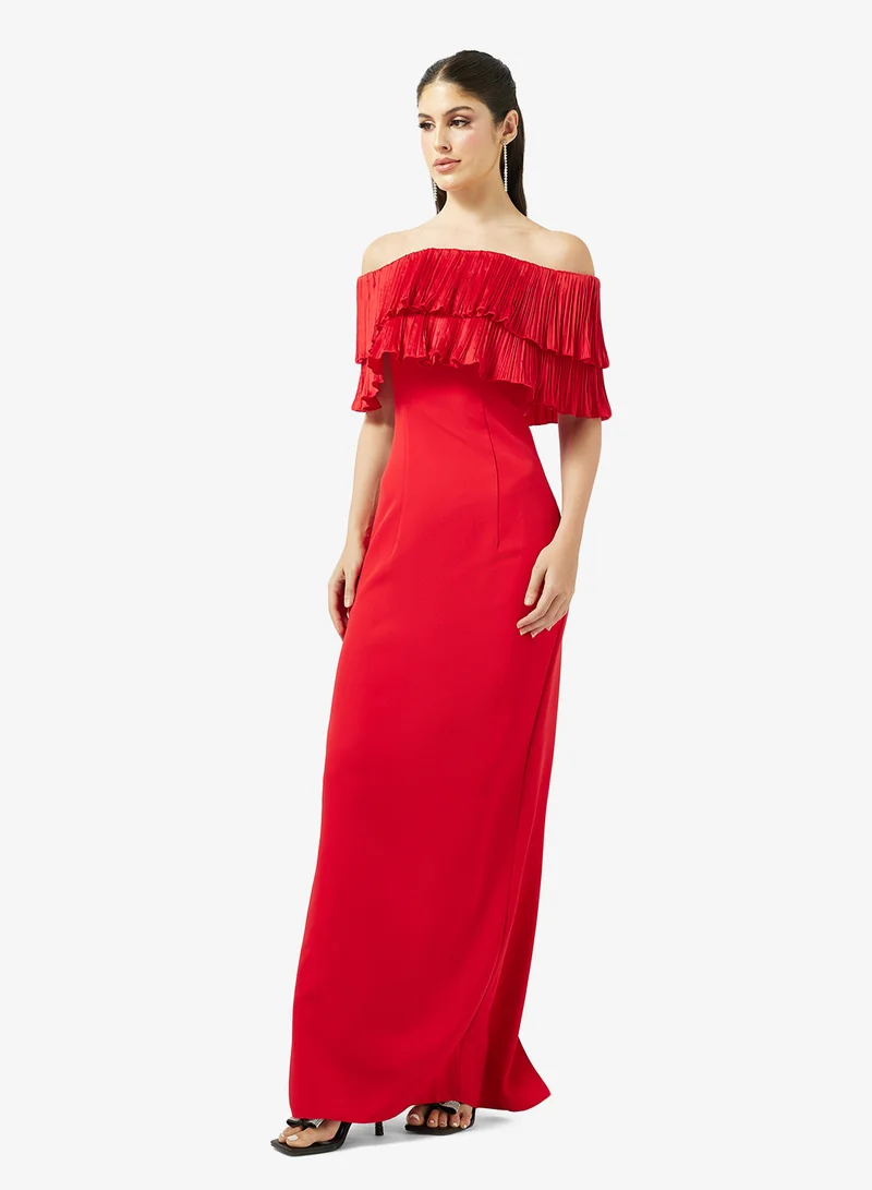 Off Shoulder Dress With Statement Ruffles